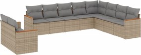vidaXL 10 részes vegyes bézs polyrattan kerti ülőgarnitúra párnákkal