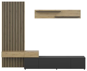 Nappali fal, fekete/artisan tölgy, REBEKA PLUS