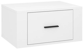 Magasfényű fehér falra szerelhető éjjeliszekrény 50x36x25 cm
