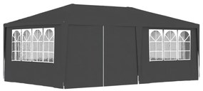 antracitszürke rendezvénysátor oldalfalakkal 4 x 6 m 90 g/m²