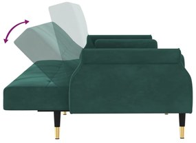 sötétzöld bársony kanapéágy párnákkal