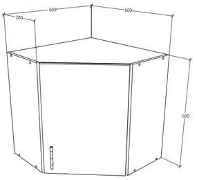 Benita 1 ajtós Felső konyhaszekrény Antracit-Fehér 60x60x60 cm N