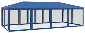 kék HDPE rendezvénysátor 12 hálós oldalfallal 8 x 4 m