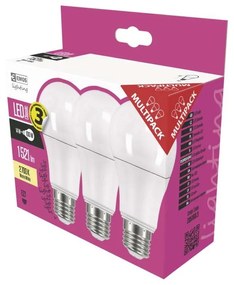 Classic Warm White 3 db LED izzó, A60, WW, 13,2W E27 - EMOS