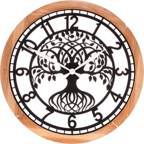 Falióra – 60 cm átmérő, fém és MDF, életfa
