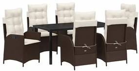 vidaXL Kert étkező szett párnával 7 pcs Barna polirattan