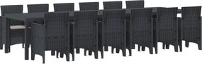 vidaXL Kert étkező szett 13 pcs Antracit Polt rattan