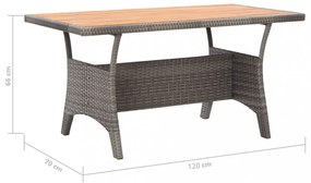 szürke tömör akácfa kerti asztal 120 x 70 x 66 cm