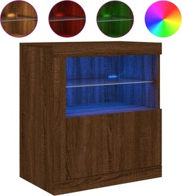 vidaXL barna tölgy színű tálalószekrény LED-világítással 60,5x37x67 cm