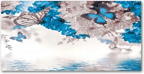 Konyhai panel Virágok és pillangók 120x60 cm Ragasztó