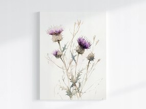 Vászonkép Canvas Akvarell Természet Lila Bogáncs Virág Rét 75x100