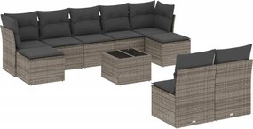 vidaXL 10 részes szürke polyrattan kerti ülőgarnitúra párnákkal
