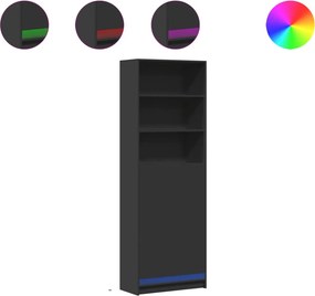 vidaXL fekete szerelt fa magasszekrény LED-ekkel 69x 32,5 x 200 cm