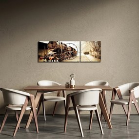 Kép - történelmi mozdony (órával) (90x30 cm)