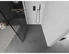 Mexen Kioto, Walk-In zuhanyparaván 150 x 200 cm, 8 mm átlátszó üveg fekete mintás, grafit profil, 800-150-101-66-77