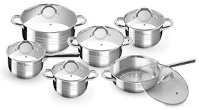 RCK Deluxe 12 részes rozsdamentes edénykészlet üvegfedővel 53078