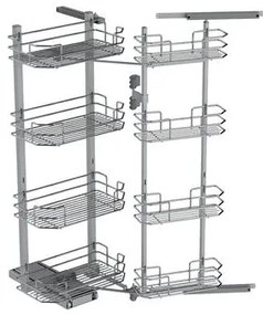 Konyhai fémrács, kamravasalat, 600mm, ezüst szürke, csillapított záródás, 8 kosár SIGE, Green Line 230B