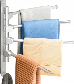 Fürdőszobai törölközőtartó 360°-ban forgatható 4 karos alumínium fali