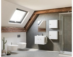 Zaffiro 60cm-es két ajtós fürdőszobaszekrény fényes fehér + mosdó