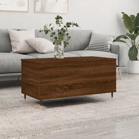 Barna tölgyszínű szerelt fa dohányzóasztal 90x44,5x45 cm