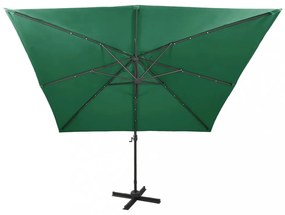 zöld konzolos napernyő rúddal és LED-fényekkel 300 cm
