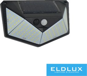 UNIVERSO Solarlámpa-PIR 3.7V-1200mAH 6500K 5.5V-0.55W 60lm IP65 fekete