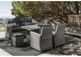 Szürke műrattan hatszemélyes kerti lounge szett Ariel – Bizzotto