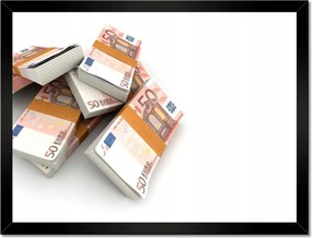 Poszterek keretben 40x30 Egy halom pénz Euro Bankjegyek