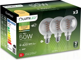 3x Led izzó E27 gömb G95 6W 50W Dekoratív 360° Nem Pislog