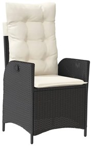 9 részes fekete polyrattan kerti étkezőgarnitúra párnákkal