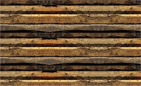 Tapéta Fa fal rusztikus textúra természetes bézs barna 254x184+ragasztó