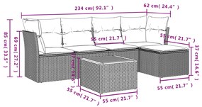 6 részes bézs polyrattan kerti ülőgarnitúra párnával