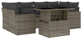 vidaXL 7 részes szürke polyrattan kerti ülőgarnitúra párnákkal