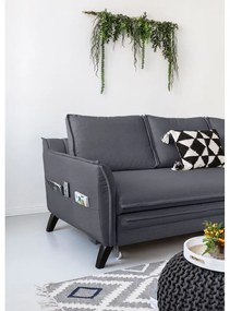 Charming Charlie antracit kinyitható sarokkanapé, jobb oldali - Miuform