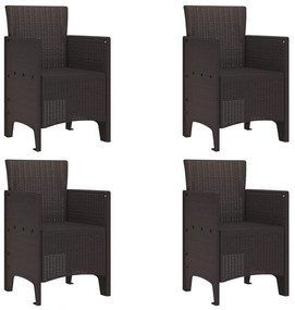 5 Részes Kerti Étkező Szett Barna Poly Rattan