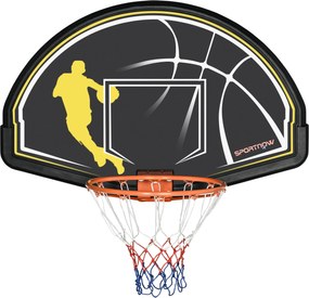 SPORTNOW Fali Kosárlabda Gyűrű Hálóval Beltéri és Kültéri Használatra 110x90x70 cm Fekete és Sárga | Aosom