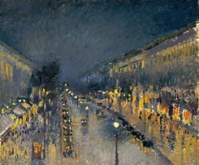 Pissarro, Camille - Festmény reprodukció The Boulevard Montmartre at Night, 1897, (40 x 35 cm)