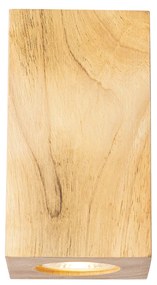 Rusztikus fali lámpa fa négyzet 2-lámpás - Sandy