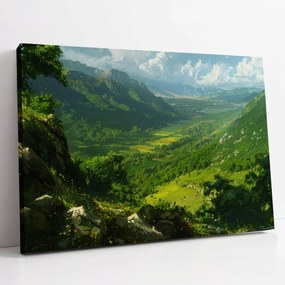 Vászonkép Zöld völgy a hegyek között tájkép nappali szobába 80x60