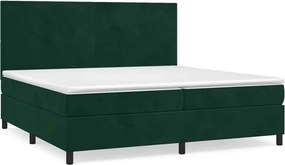 vidaXL sötétzöld bársony rugós ágy matraccal 200x200 cm