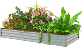 Outsunny Acél Emelt Ágyás, Időjárásálló Növényágy Antivágott Élekkel, Rozsdaellenes Ültetődoboz 240 x 120 x 30 cm Kertből Erkélyre, Zöldséges Ágyás Vi