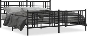 vidaXL fekete fém ágykeret fej- és lábtámlával 200 x 200 cm