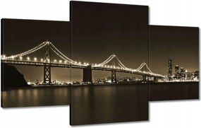 Vászonkép 100x60 Híd az éjszakában szépia
