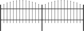 vidaXL fekete acélkerítés lándzsás tetejű szegéllyel 359 x 125 cm
