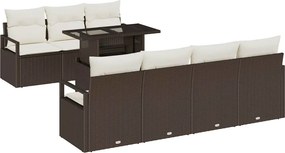 vidaXL Kerti Kanapé Szett párnával tárolóval 8 pcs Barna Poli rattan