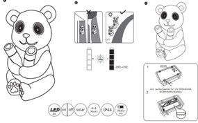 Globo 33876 - LED Napelemes lámpa SOLAR LED/0,12W/3V IP44 panda