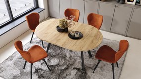 Mazzoni ALDO Arany Craft tölgy/fekete lábak - LOFT/IPARI STÍLUSÚ BŐVÍTHETŐ KEREK ASZTAL NAPPALIBA/ÉTKEZŐBE "Y" ALAKÚ LÁBAKKAL