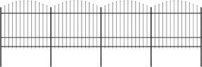 vidaXL fekete acélkerítés lándzsás tetejű 714,5 x 175 cm