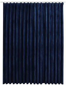 sötétkék bársony sötétítőfüggöny kampókkal 290 x 245 cm
