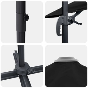 Konzolos Roma Parasol Fekete 286x285x265 cm Alumínium